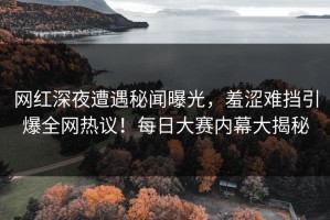 网红深夜遭遇秘闻曝光，羞涩难挡引爆全网热议！每日大赛内幕大揭秘