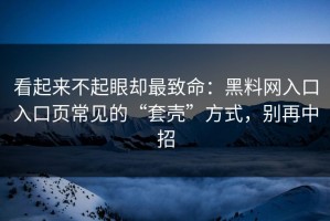 看起来不起眼却最致命：黑料网入口入口页常见的“套壳”方式，别再中招