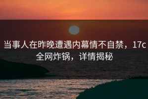 当事人在昨晚遭遇内幕情不自禁，17c全网炸锅，详情揭秘