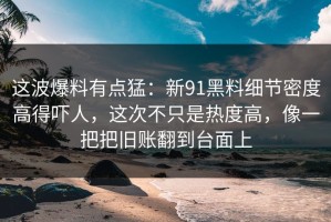 这波爆料有点猛：新91黑料细节密度高得吓人，这次不只是热度高，像一把把旧账翻到台面上