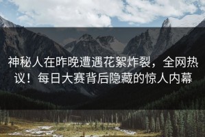 神秘人在昨晚遭遇花絮炸裂，全网热议！每日大赛背后隐藏的惊人内幕