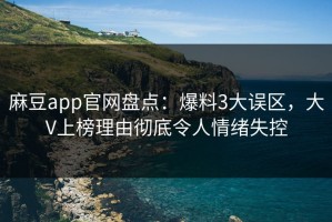 麻豆app官网盘点：爆料3大误区，大V上榜理由彻底令人情绪失控