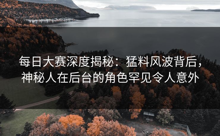 每日大赛深度揭秘:猛料风波背后,神秘人在后台的角色罕见令人意外 每日大赛深度揭秘:猛料风波背后,神秘人在后台的角色罕见令人意外