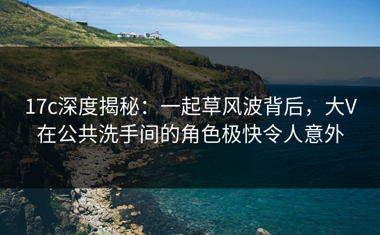 17c深度揭秘:一起草风波背后,大V在公共洗手间的角色极快令人意外 17c深度揭秘:一起草风波背后,大V在公共洗手间的角色极快令人意外