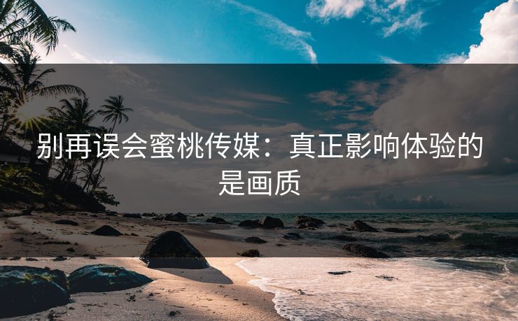 别再误会蜜桃传媒:真正影响体验的是画质 别再误会蜜桃传媒:真正影响体验的是画质